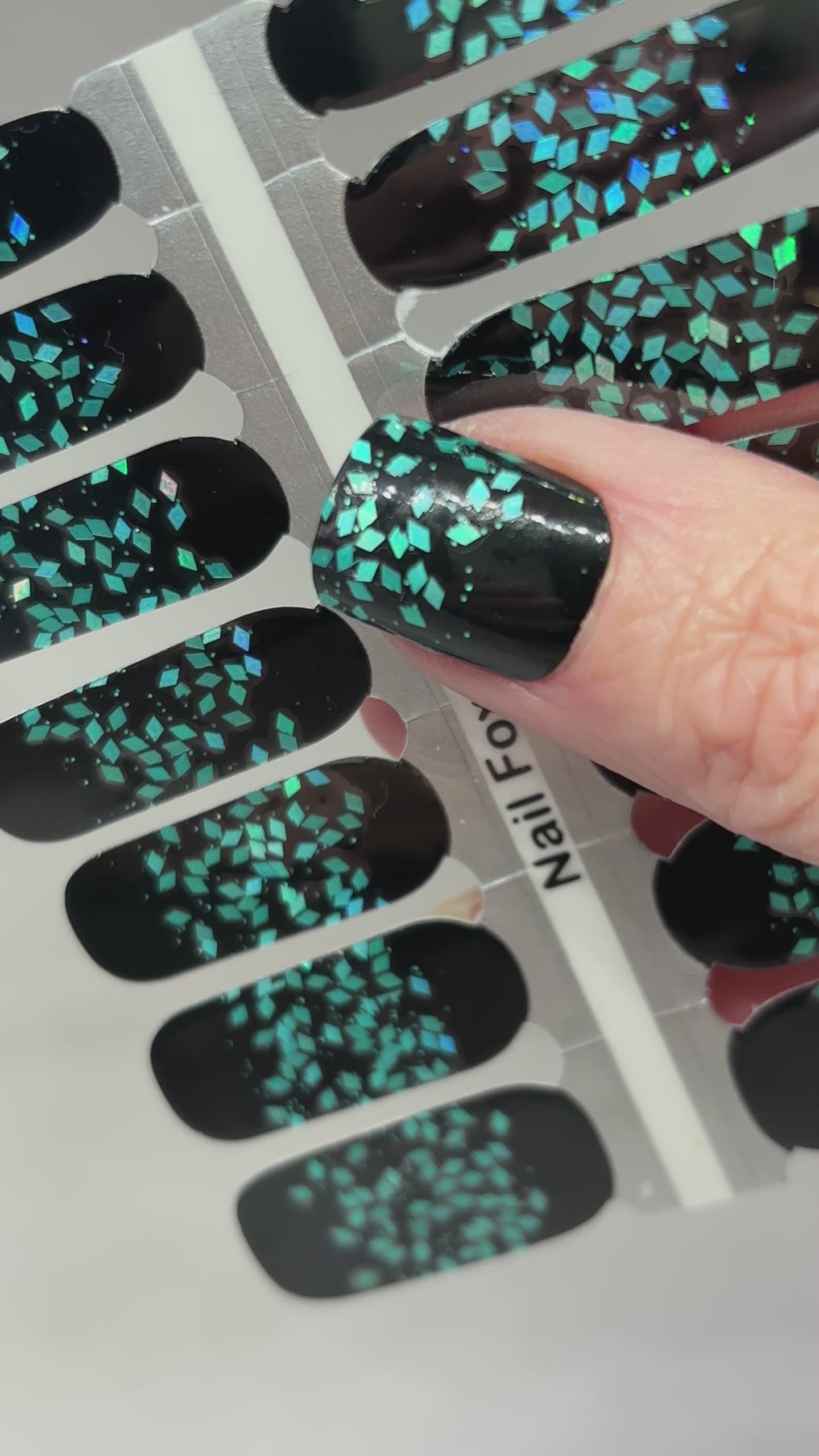 Turquoise Bling Exclusive Design Nail Wraps (HOLO GLITTER)